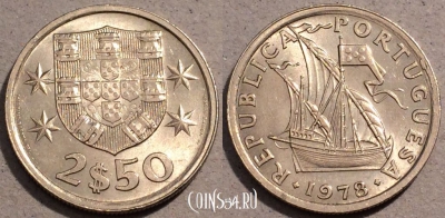 Португалия 2,5 эскудо 1978 года, KM# 590, 103-127