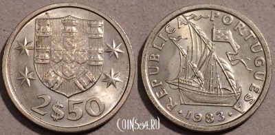 Португалия 2,5 эскудо 1983 года, KM# 590, 103-137