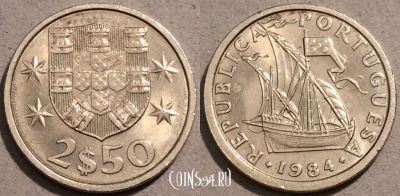 Португалия 2,5 эскудо 1984 года, KM# 590, 103-141