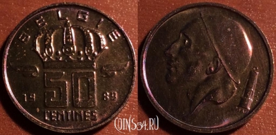 Бельгия 50 сантимов 1989 года, KM# 149, 60-019b