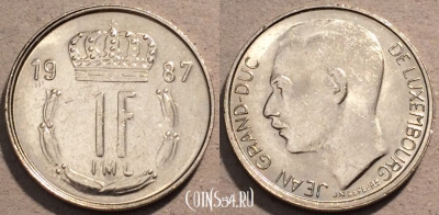Люксембург 1 франк 1987 года, KM# 59, 105-068