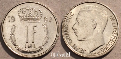 Люксембург 1 франк 1987 г., KM# 59, 105-070