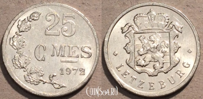 Люксембург 25 сантимов 1972 года, KM# 45a, 105-077