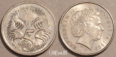 Австралия 5 центов 1999 года, KM# 401, 105-093
