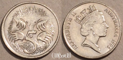 Австралия 5 центов 1995 года, KM# 80, 105-094