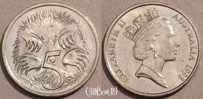 Австралия 5 центов 1998 года, KM# 80, 105-095