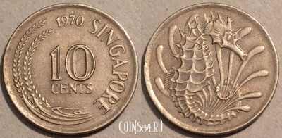 Сингапур 10 центов 1970 года, KM# 3, 105-100