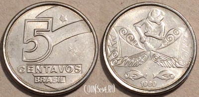 Бразилия 5 сентаво 1989 года, KM# 612, 105-103