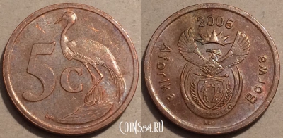 ЮАР 5 центов 2005 года, KM# 291, 105-124