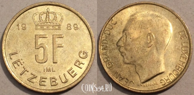 Люксембург 5 франков 1989 года, KM# 65, 105-128