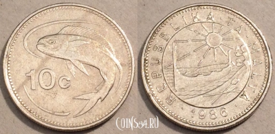 Мальта 10 центов 1986 год, KM# 76, 105-140