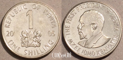 Кения 1 шиллинг 2005 года, KM# 34, 106-051