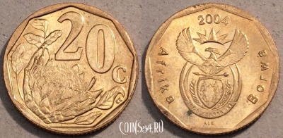 ЮАР 20 центов 2004 года, KM# 328, 106-072