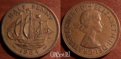 Великобритания 1/2 пенни 1964 года, KM# 896, 057-116