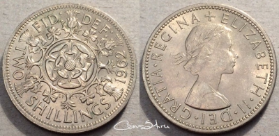 Великобритания 2 шиллинга 1962 года, KM# 906, 088-014
