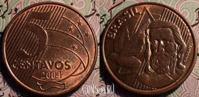Бразилия 5 сентаво 2004 года, KM# 648, 051-170