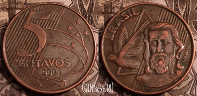 Бразилия 5 сентаво 2004 года, KM# 648, 65-069a