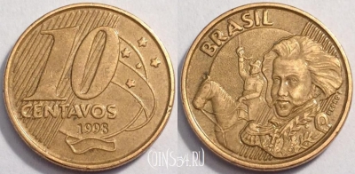 Бразилия 10 сентаво 1998 года, KM# 649.2, 69-036a