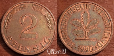 Германия ФРГ 2 пфеннига 1990 года, KM# 106a, 69-026a