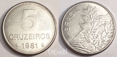 Бразилия 5 крузейро 1981 года, KM# 591, 67-044b