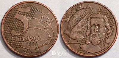 Бразилия 5 сентаво 2004 года, KM# 648, 69-072a