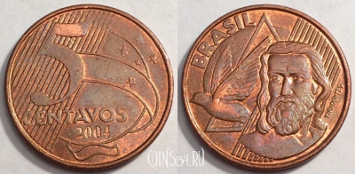 Бразилия 5 сентаво 2004 года, KM# 648, 70-003b