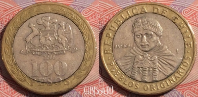 Чили 100 песо 2008 года, KM# 236, 178-023