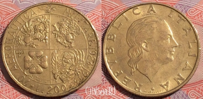 Италия 200 лир 1993 года, KM# 155, 178-024