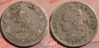 Аргентина 5 сентаво 1925 года, KM# 34,178-025