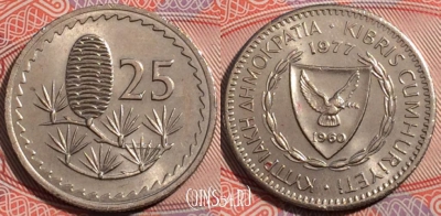 Кипр 25 милей 1977 года, KM# 40, 178-033