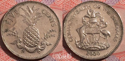 Багамские Острова 5 центов 2000 года, KM# 60, 178-069