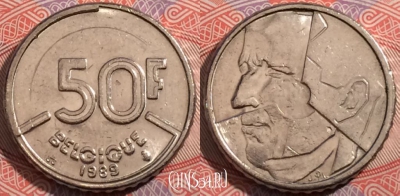 Бельгия 50 франков 1989 года, BELGIQUE, KM# 168, 178-086