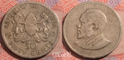Кения 50 центов 1967 года, KM# 4, 178-089