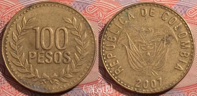 Колумбия 100 песо 2007 года, KM# 285, 178-092