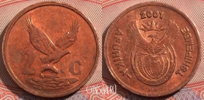ЮАР 2 цента 2001 года, KM# 222, 178-100