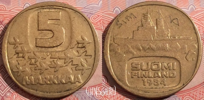 Финляндия 5 марок 1984 года, KM# 57, 178-122