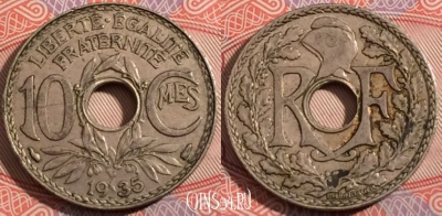 Франция 10 сантимов 1935 года, KM# 866a, 178-137