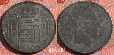 Бельгия 5 франков 1944 года, KM# 129, 180-016