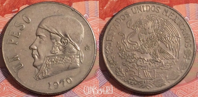 Мексика 1 песо 1970 года, KM# 460, 180-042
