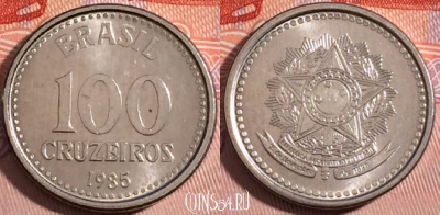 Бразилия 100 крузейро 1985 года, KM# 595, 180-055