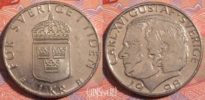 Швеция 1 крона 1998 года, KM# 852a, 180-063