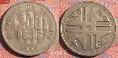 Колумбия 200 песо 1996 года, KM 287, 180-074