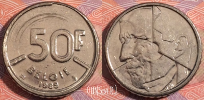 Бельгия 50 франков 1989 года, BELGIE, KM# 169, 180-092