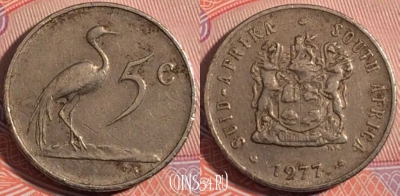 ЮАР 5 центов 1977 года, KM# 84, 180-096