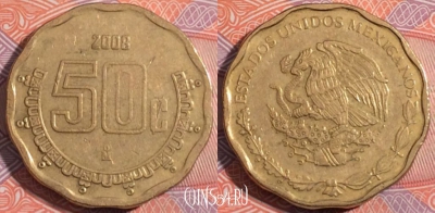 Мексика 50 сентаво 2008 года, KM# 549, 180-123