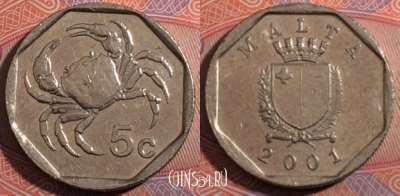 Мальта 5 центов 2001 года, KM# 95, 182-006