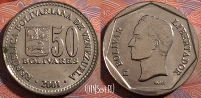 Венесуэла 50 боливаров 2001 года, Y# 82, 182-019