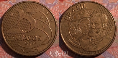 Бразилия 25 сентаво 2009 года, KM# 650, 182-031