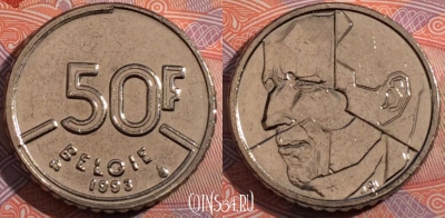 Бельгия 50 франков 1993 года, BELGIE, KM# 169, 182-040