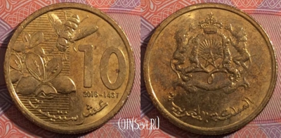 Марокко 10 сантимов 2016 года (1437), Y# 136, 182-052